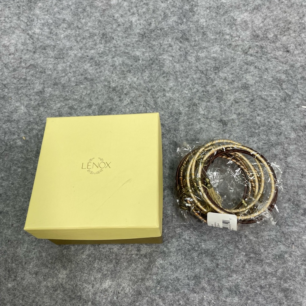 Lenox Earthtones Tassel Bangle Bracelets Stack New In Box Boho Festival Tribal - Picture 2 of 6